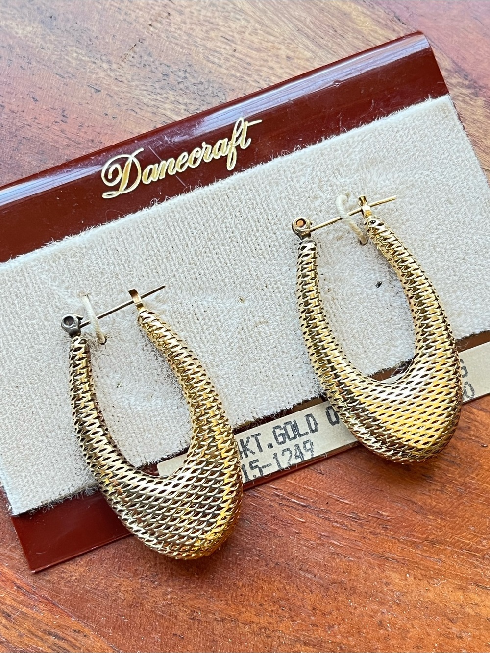 Danecraft Sterling 24KT gold over Sterling silver Textured Hoop Earrings